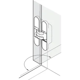 Charnière 3D à encastrer pour portes invisibles d’une épaisseur à partir de 18 mm / Blanc