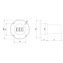 Chargeur de table d’intérieur 3 x USB GOST / Noir mat