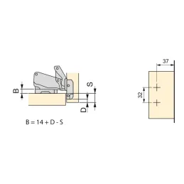 Charnière invisible CLIP 165° avec amortisseur EXLUSIVE et cale 3D