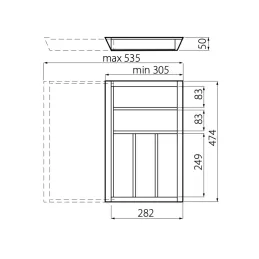 Range-couverts réglable en bois UNIVERS pour une profondeur de 500 mm / Hêtre