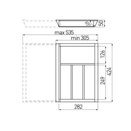 Range-couverts réglable en bois UNIVERS, profondeur 450 mm / Hêtre