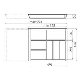 Range-couverts réglable en bois UNIVERS, profondeur 450 mm / Hêtre