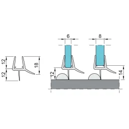 Profil d’étanchéité inférieur pour porte de cabine de douche 2500 mm / Transparent