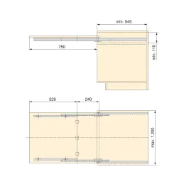 Quincaillerie pour table de cuisine coulissante COCTAIL / Aluminium