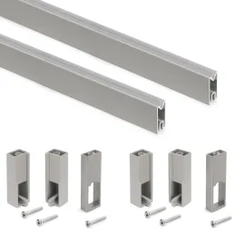 Lot de 2 tringles de penderie LUXE avec joint et supports / Beige
