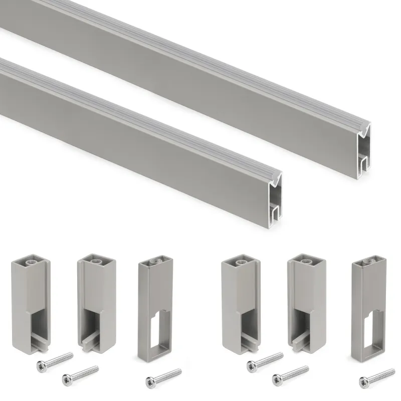 Lot de 2 tringles de penderie LUXE avec joint et supports / Beige