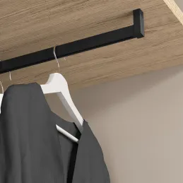 Lot de 2 barres de penderie LUXE avec joint et supports / Noir texturé