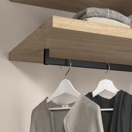 Lot de 2 barres de penderie LUXE avec joint et supports / Noir texturé