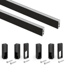 Lot de 2 barres de penderie LUXE avec joint et supports / Noir texturé