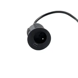 Prise encastrable VERSATAG 1 x 230 V + USB / Noir mat