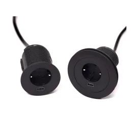 Prise encastrable VERSATAG 1 x 230 V + USB / Noir mat