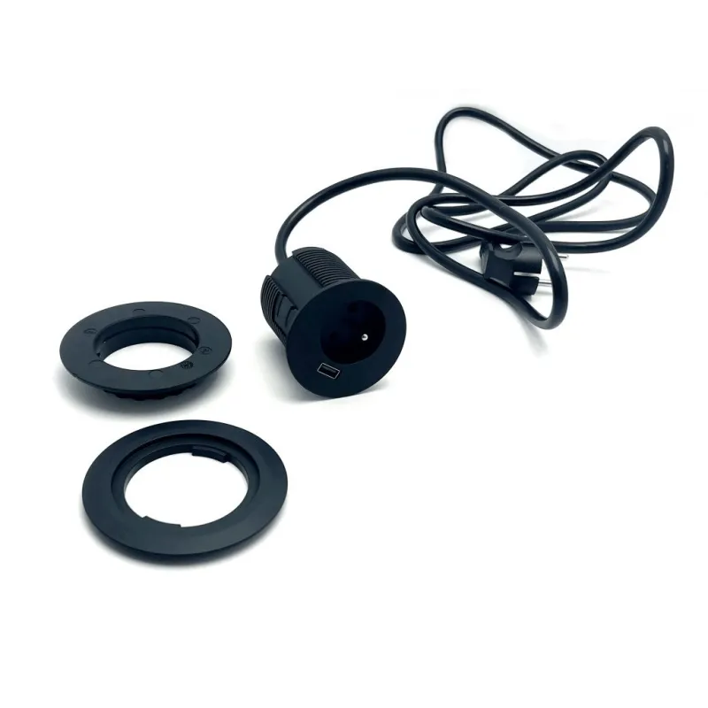Prise encastrable VERSATAG 1 x 230 V + USB / Noir mat