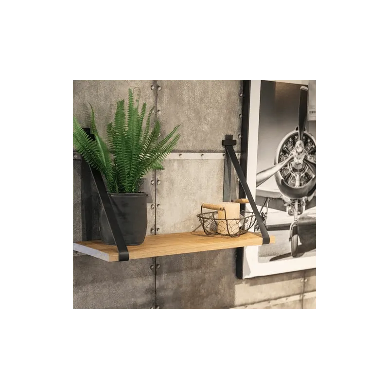 Support d’étagère en cuir FLORENCIA / cuir noir – paire