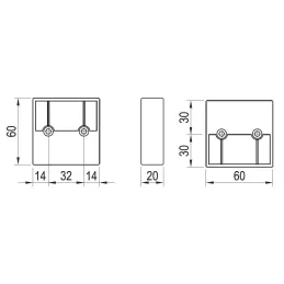 Pied en plastique 20 mm 60x60 / Patine noire