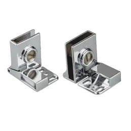 Charnière pour porte en verre UNION sans perçage – Paire / Chrome brillant