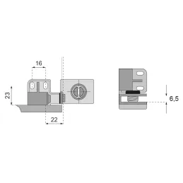 Charnière pour porte en verre UNION sans perçage – Paire / Aluminium