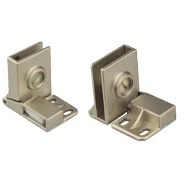 Charnière pour porte en verre UNION sans perçage – Paire / Nickel satiné