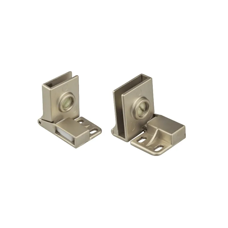 Charnière pour porte en verre UNION sans perçage – Paire / Nickel satiné