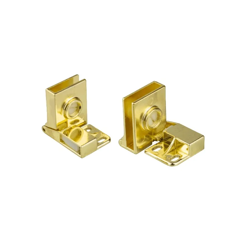 Charnière pour porte en verre UNION sans perçage – Paire / Doré brillant
