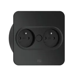 Prise électrique Twist carrée, 2× 230 V / Noir mat