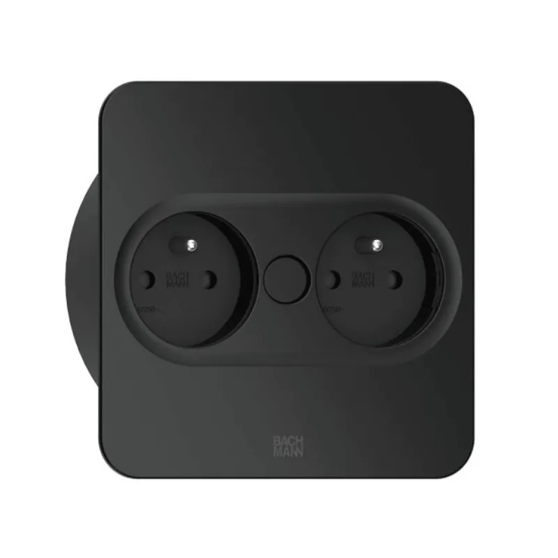 Prise électrique Twist carrée, 2× 230 V / Noir mat