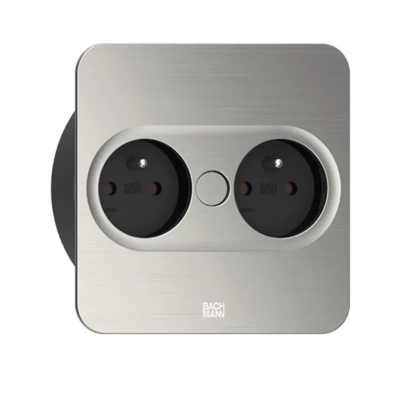 Prise électrique Twist square 2x 230 V / Inox