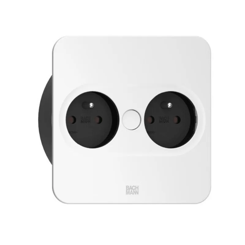 Prise électrique Twist square 2x 230 V / Blanc mat‑ mat