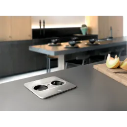 Prise électrique Twist square 1x 230V + USB A-C / Inox