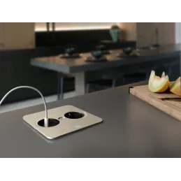 Prise électrique Twist square 1x 230V + USB A-C / Inox