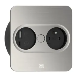 Prise électrique Twist square 1x 230V + USB A-C / Inox