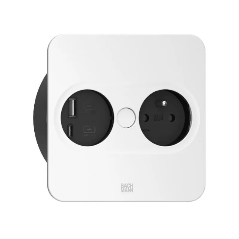 Prise électrique Twist square 1x 230V + USB A-C / Blanc mat mat