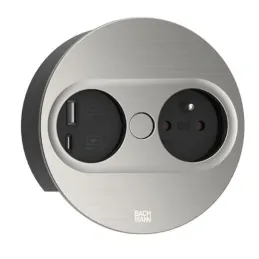 Prise électrique Twist ovale 1x 230 V + USB A-C / Acier inoxydable
