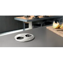 Prise électrique Twist ovale 1x 230 V + USB A-C / Acier inoxydable