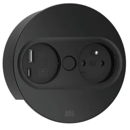 Prise électrique Twist ovale 1x 230 V + USB A-C / Noir mat