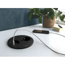 Prise électrique Twist ovale 1x 230 V + USB A-C / Noir mat