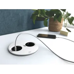 Prise électrique Twist ovale 1x 230V + USB A-C / Blanc mat