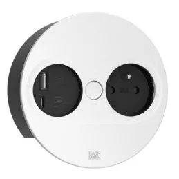 Prise électrique Twist ovale 1x 230V + USB A-C / Blanc mat