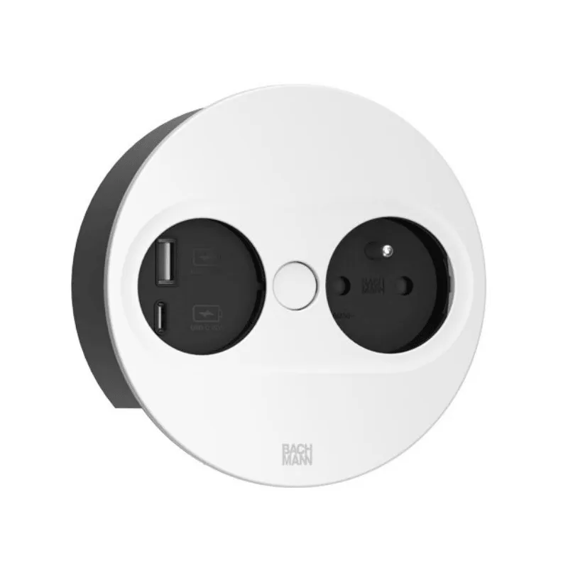 Prise électrique Twist ovale 1x 230V + USB A-C / Blanc mat