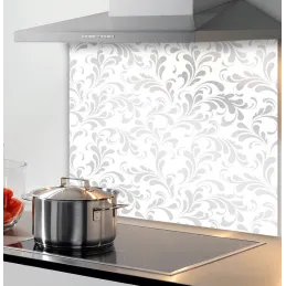 Crédence en verre pour plaque de cuisson 600 mm / Ornements argentés