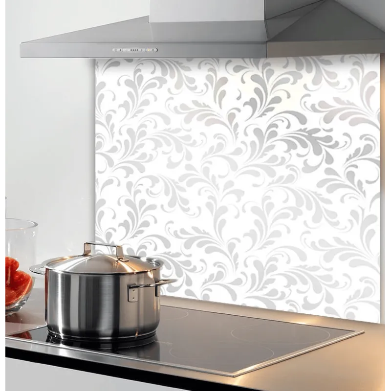 Crédence en verre pour plaque de cuisson 600 mm / Ornements argentés