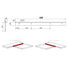 Profilé de raccord d’angle pour plan de travail de 28 mm / Blanc
