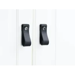 Poignée bouton en cuir DOLCE Mini / Noir