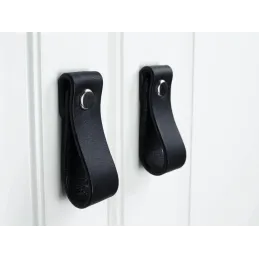 Poignée bouton en cuir DOLCE Mini / Noir