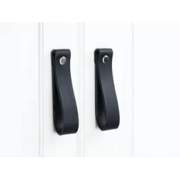 Poignée bouton en cuir DOLCE Maxi / Noir