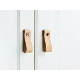 Poignée bouton en cuir DOLCE Mini / Cuir naturel