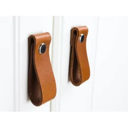 Poignée bouton en cuir DOLCE Mini / Marron