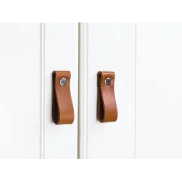 Poignée bouton en cuir DOLCE Mini / Marron