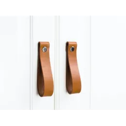 Poignée bouton en cuir DOLCE Maxi / Marron