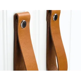 Poignée bouton en cuir DOLCE Maxi / Marron