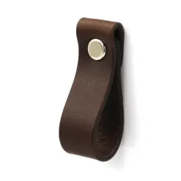 Poignée bouton en cuir DOLCE Mini / Marron foncé